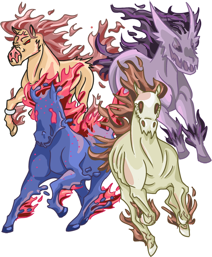 Four Rapidash Of The Apocalypse - Ford Mustang (900x1024), Png Download
