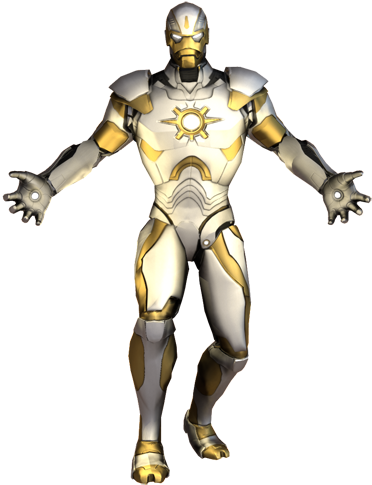 Detail - White And Gold Iron Man (387x500), Png Download