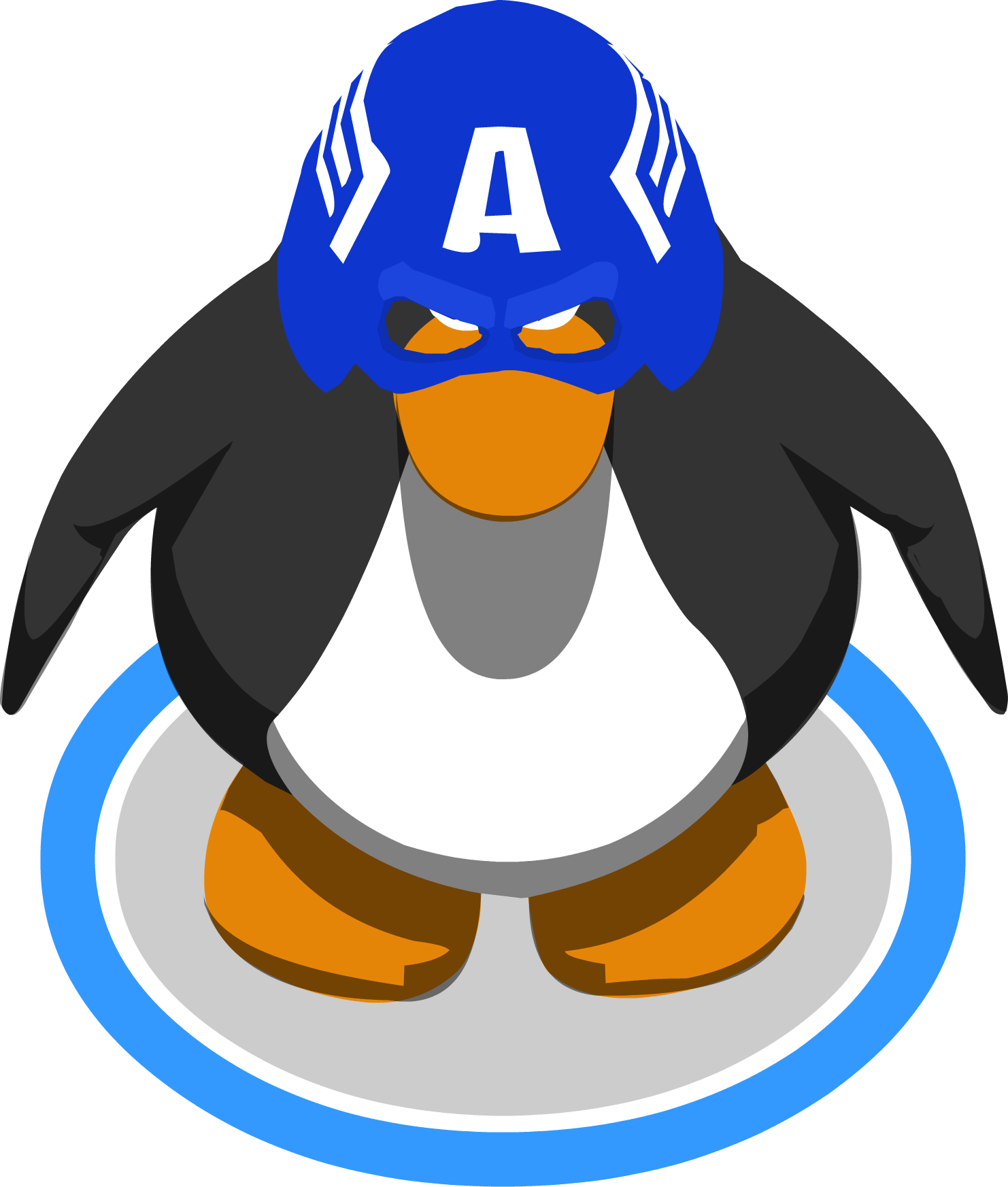 Captain America Cowl Ingame - Miss Piggy Club Penguin (1482x1744), Png Download