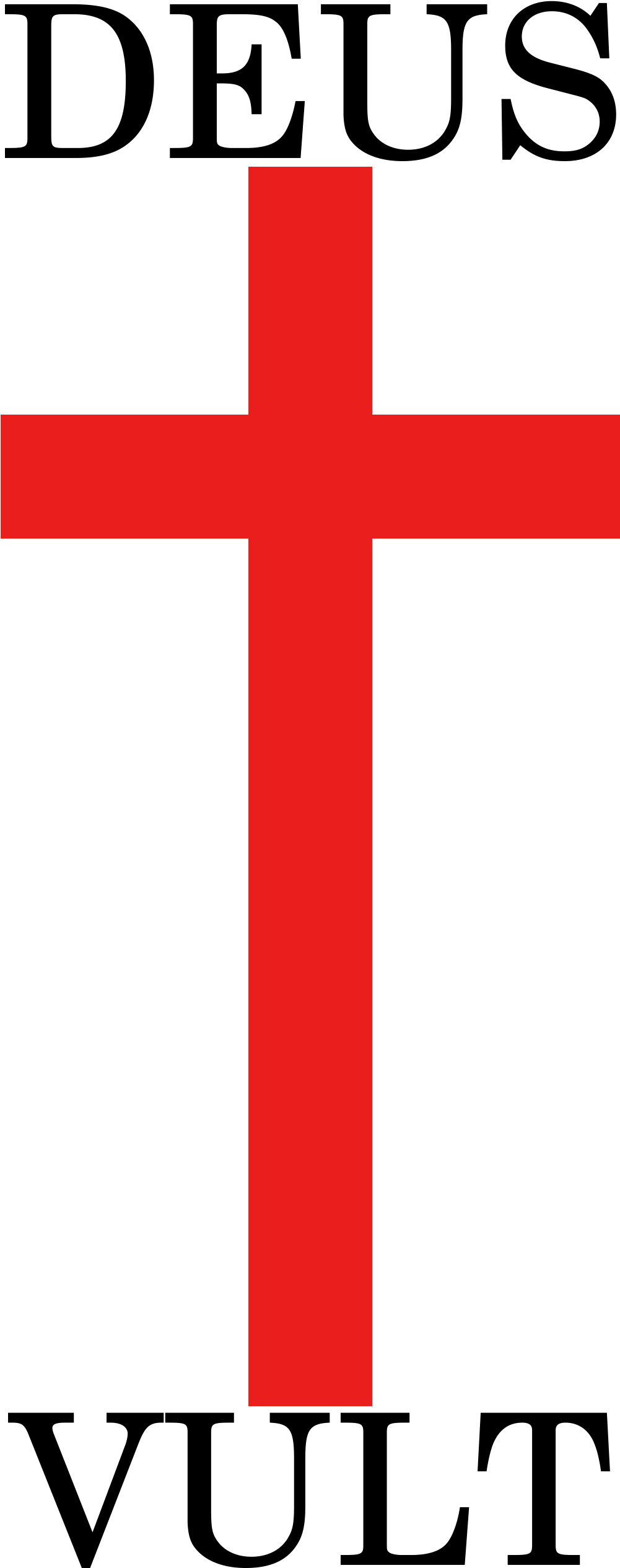 39 Kb Png - Red Cross Deus Vult (1000x2549), Png Download