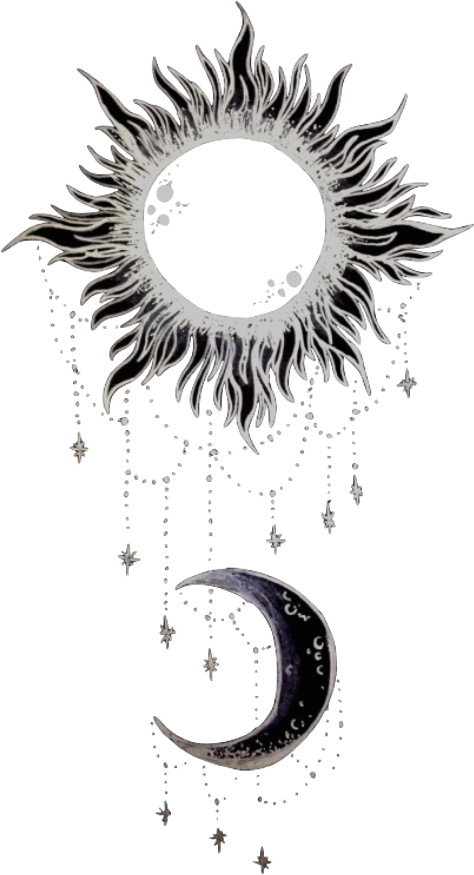 Tumblr Moon Sun Blackandwhite Black White Png Black - Sun Moon (1024x1024), Png Download