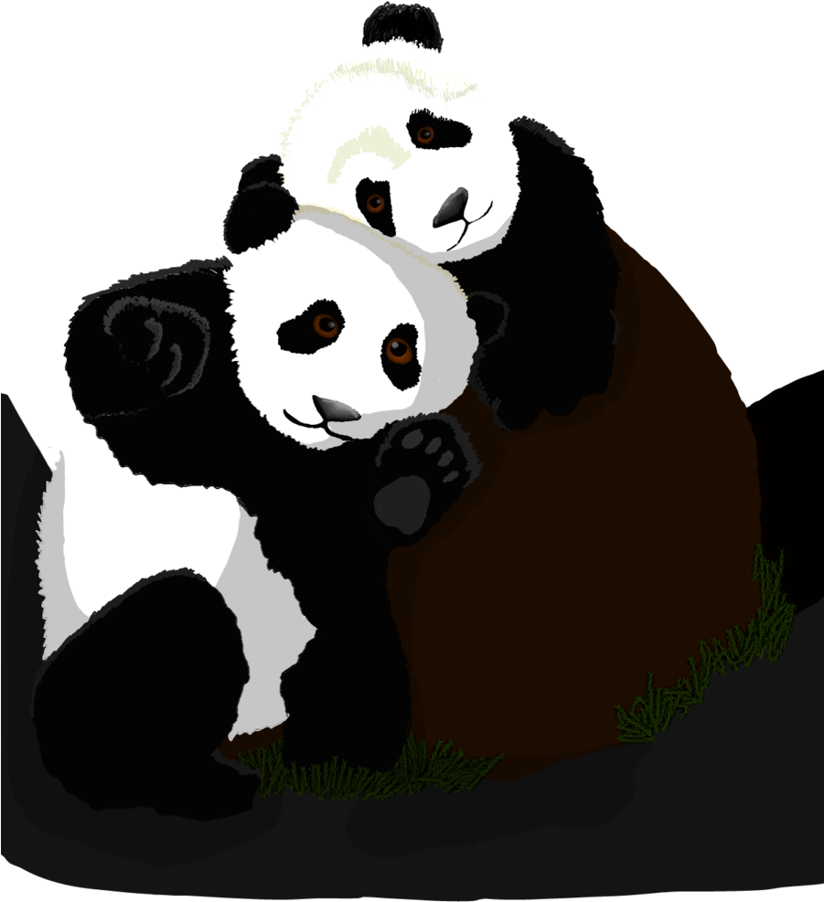 Panda Hug Drawing - Panda Hug Png (900x1200), Png Download