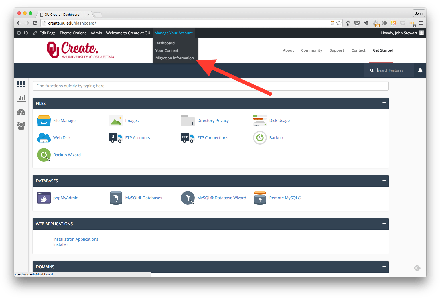 Next Click On The 'get Started' Button In The Migration - Web Panel Linux Free (1552x1052), Png Download