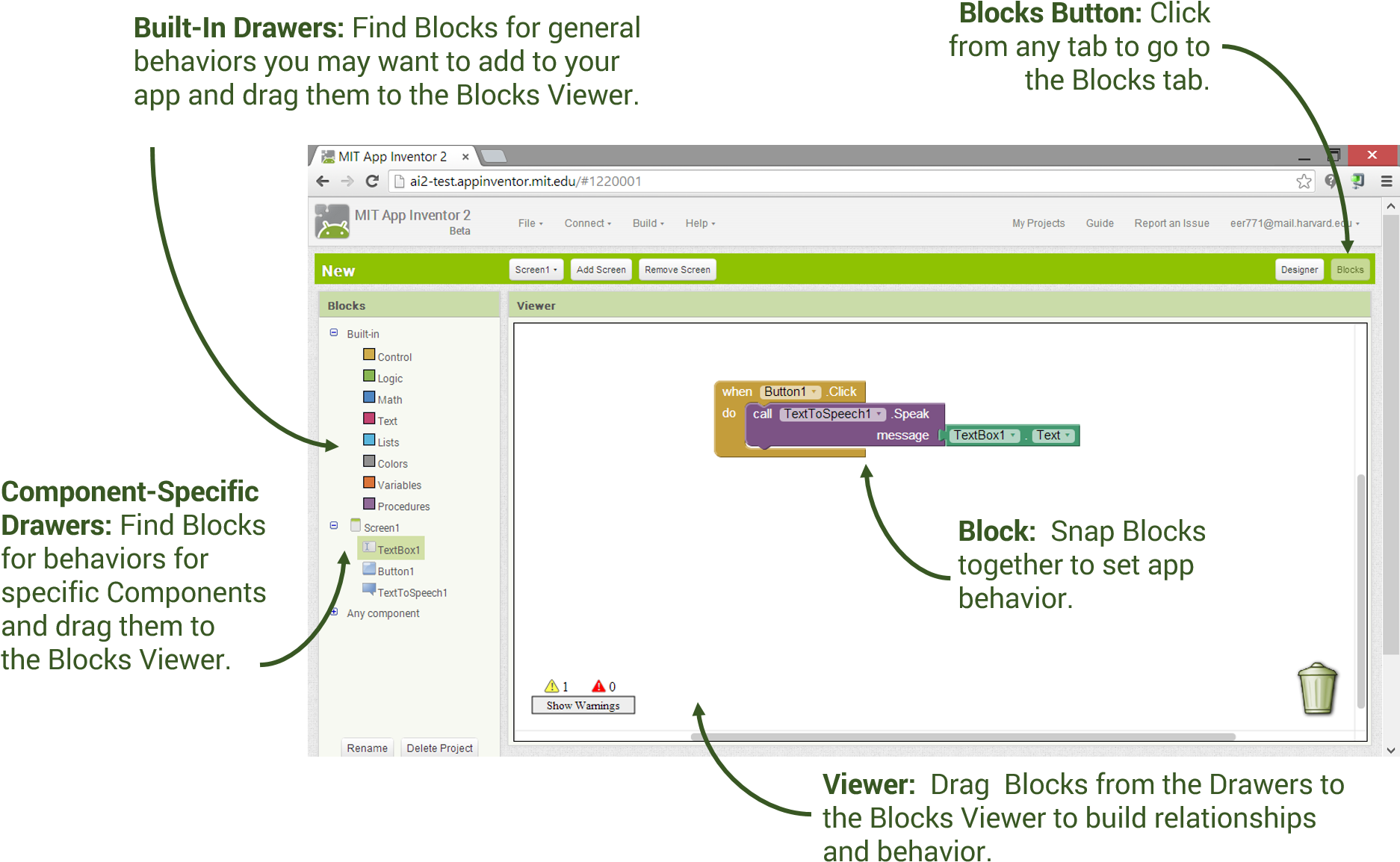 Program The App's Behavior By Putting Blocks Together - App Inventor Blocks (1896x1204), Png Download