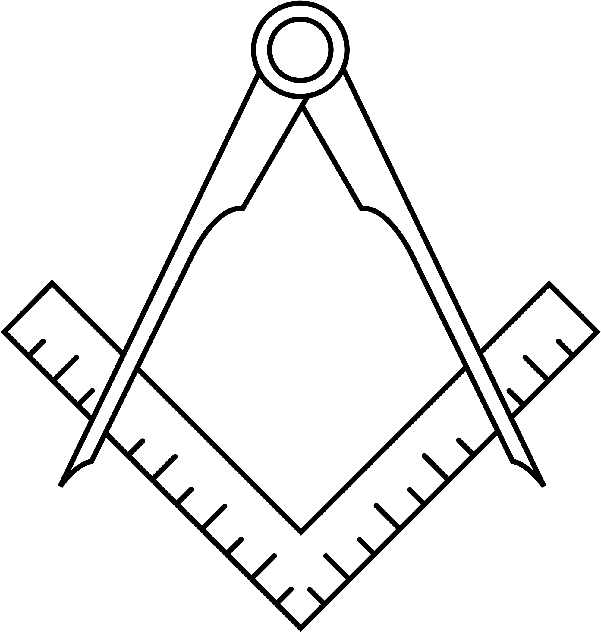 Masonic Square And Compass Png (2000x2109), Png Download