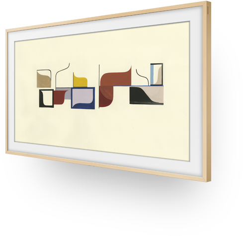 Angled Left View Of The Frame Displaying A Photograph - Samsung 55" 'the Frame' Tv Frame - White (720x621), Png Download