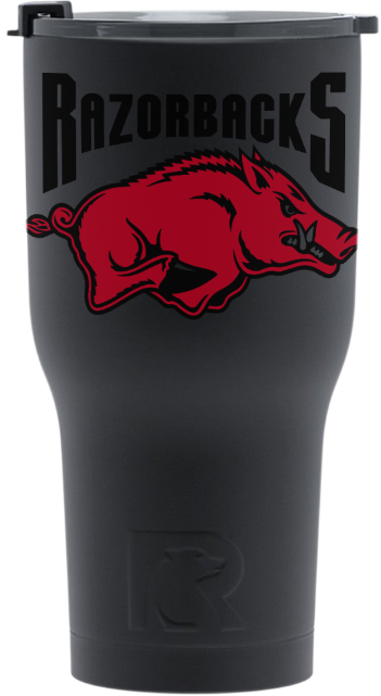 Black Tumbler - University Of Arkansas Razorbacks Logo Vinyl Sticker (351x641), Png Download