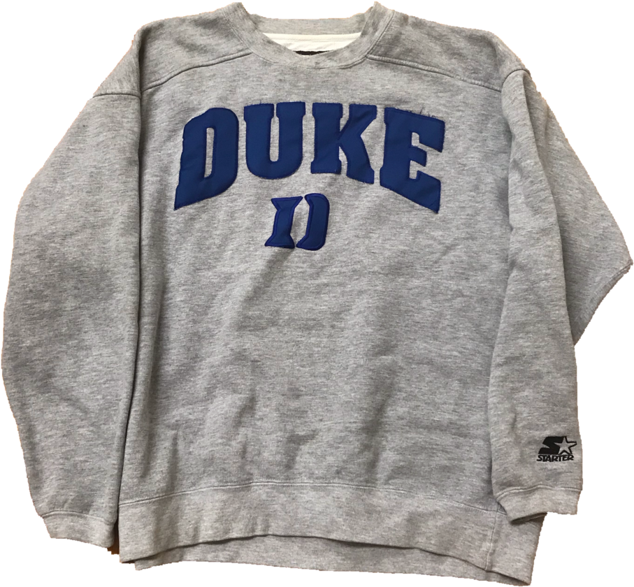 Duke Blue Devils Vintage Starter Crewneck Xl - Long-sleeved T-shirt (1009x1024), Png Download