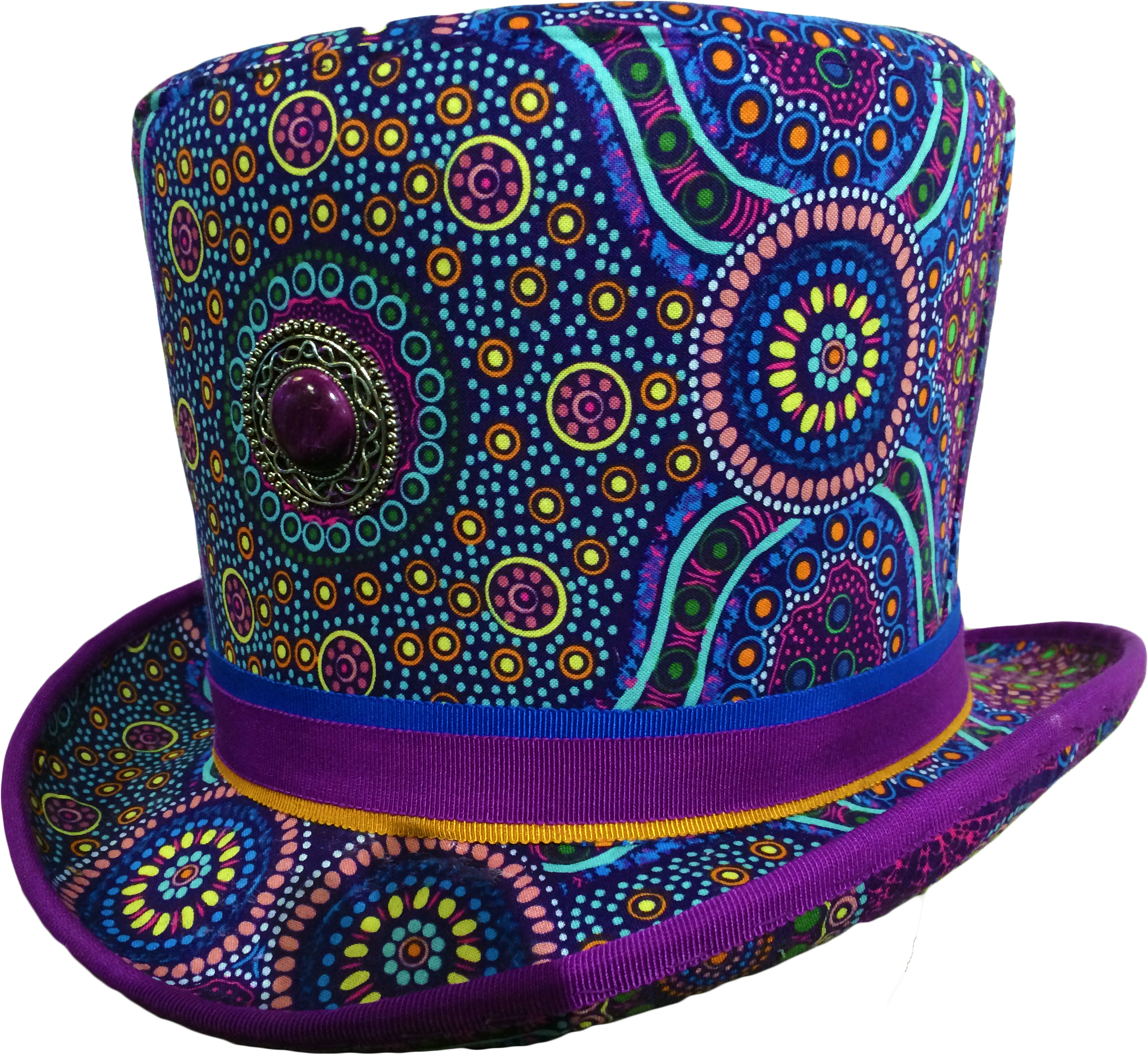 Разноцветные шляпы. Цилиндр (головной убор). Фиолетовая шляпа. Узоры на шляпе. Augen hat