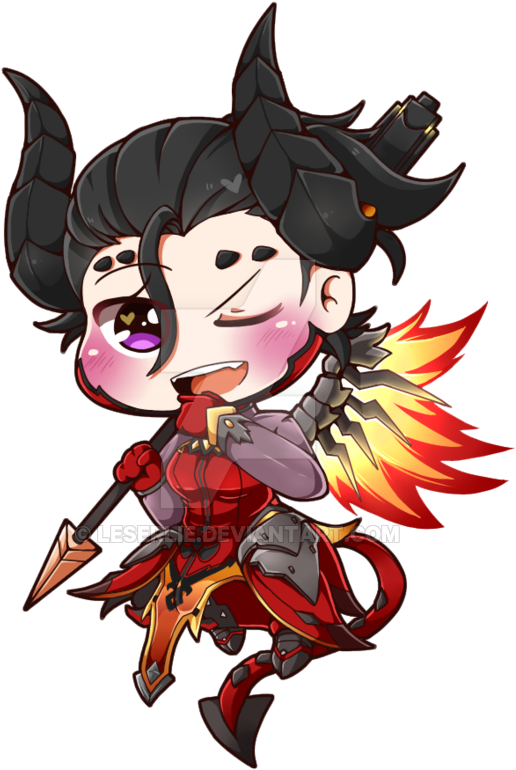 Clip Library Commission By Leserlie On Deviantart - Overwatch Mercy Devil Chibi (600x786), Png Download