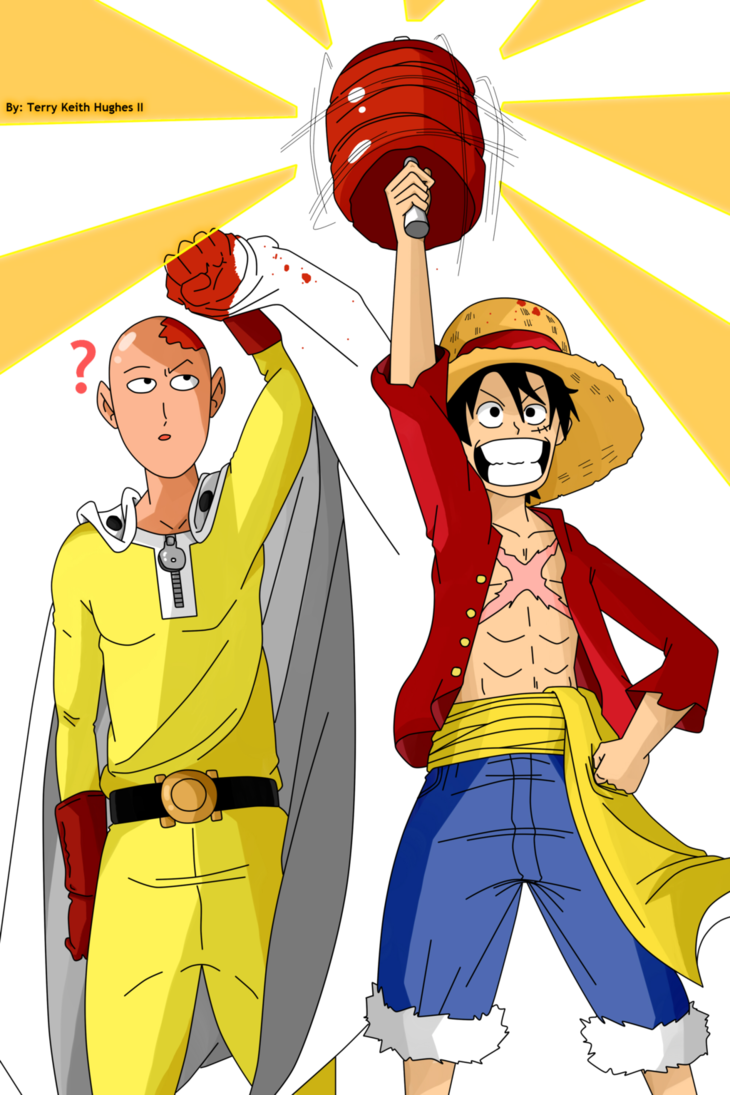 Graphic Royalty Free Stock One Punch Man X Piece And - One Punch Man Luffy (730x1095), Png Download
