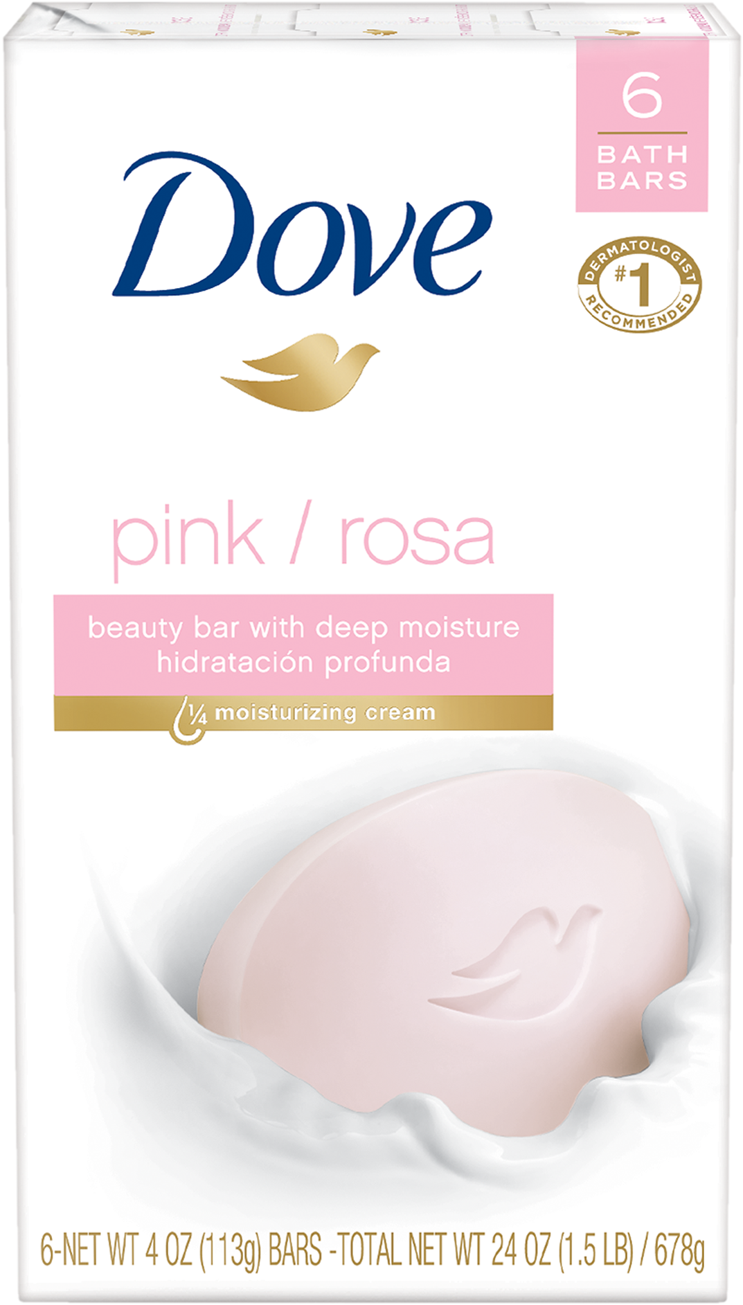 Dove Pink Beauty Bar 6 Bar 4 Oz - Dove Beauty Bar Pink 4 Oz, 8 Bar (460x460), Png Download