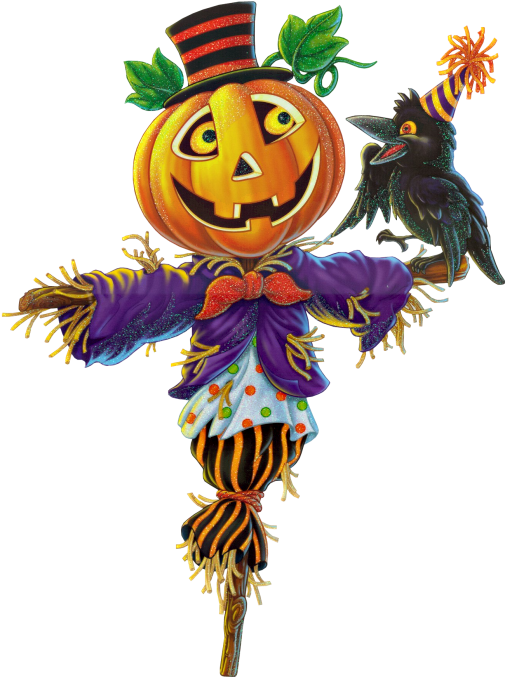 Pumpkin Scarecrow Png Clipart - Scarecrow Halloween Clipart (533x694), Png Download