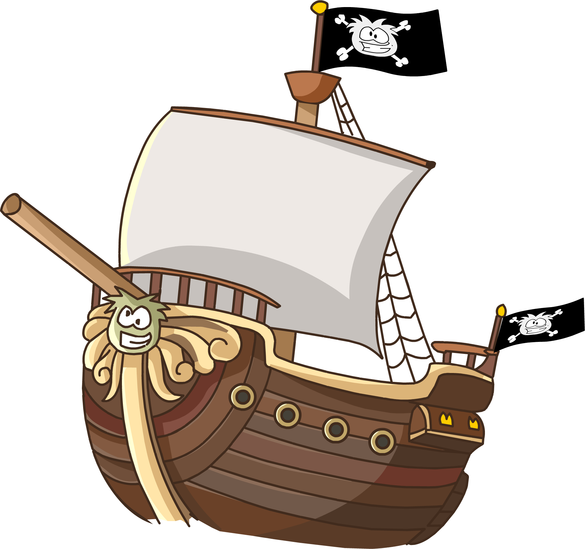 Beautiful X Collection Of Pirate Ship Clipart Free - Pirate Ship Cartoon Png (1900x1784), Png Download