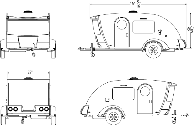 Intech Luna Teardrop Trailer Prints - Teardrop Camper Dimensions (750x500), Png Download