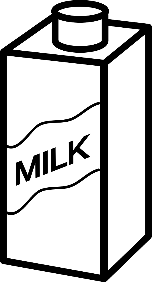 Milk Box Package Comments - Milk Black And White Png (530x980), Png Download