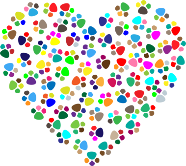 Cat Dog Tiger Paw Felidae - Heart Shaped Paw Prints (379x340), Png Download