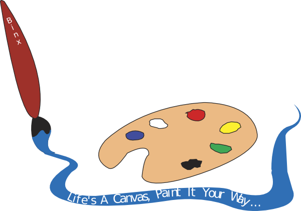 Palette Clipart Paintbrush - Paintbrush And Palette Clipart (600x421), Png Download