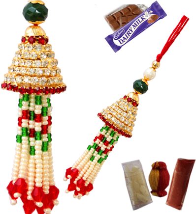 Exhotic Diamond Lumba Rakhi For Bhabhi - Bhabhi Rakhdi (435x435), Png Download