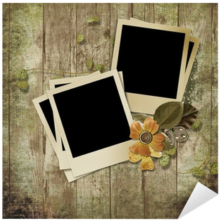 Wooden Background With Polaroid Frames Sticker • Pixers® - Relações Sadias, Laços Duradouros (400x400), Png Download
