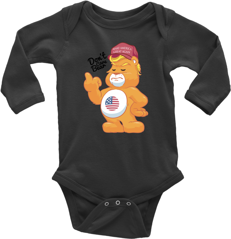 Don't Care Bear W/ Make America Great Again Hat Adult - Dizinga Top Papa Baby One Piece Long Sleeve - Navy/18-24 (1024x1024), Png Download