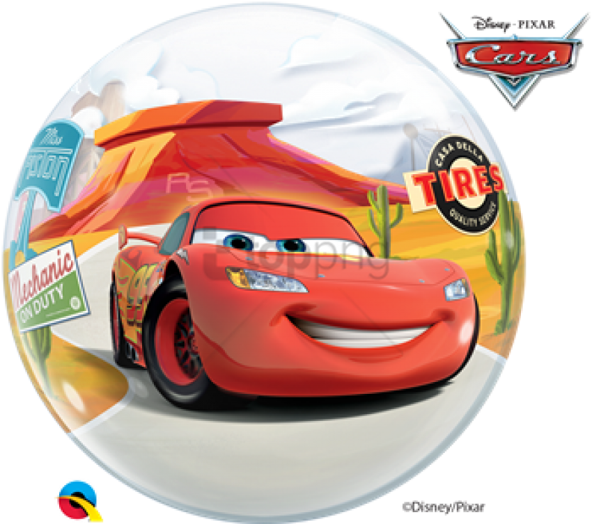 22" Disney Bubble Lightning Mcqueen & Mater - Lightning Mcqueen Bubble Balloon Birthday (500x309), Png Download