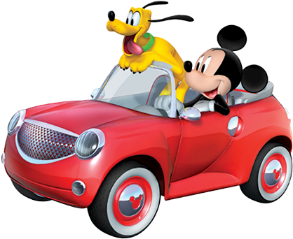 Mickey & Pluto Car - Mickey Car (439x360), Png Download