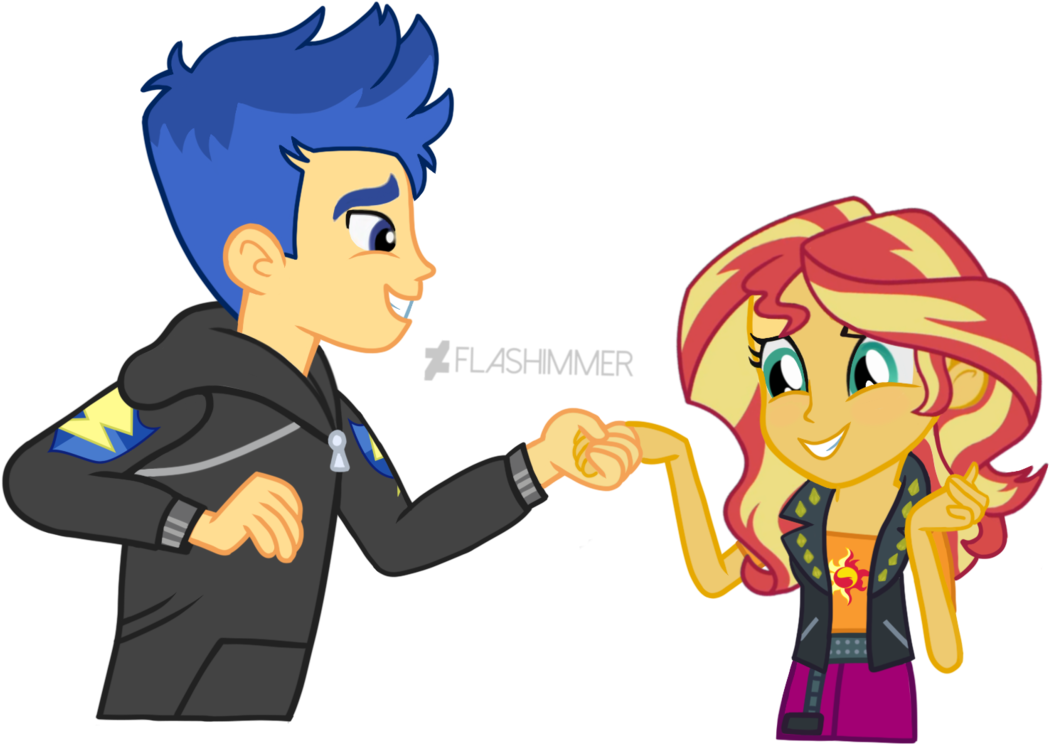 Alternate Hairstyle, Artist - Mlp Fim Eg Sunset Shimmer And Flash Sentry (1280x853), Png Download