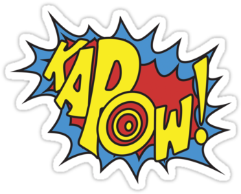 "kapow" Stickers By Purplecactus - Pop Art Sticker Png (375x360), Png Download