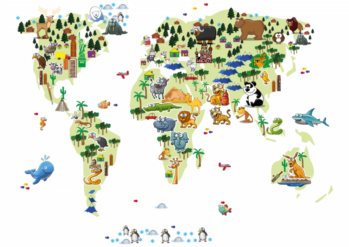 Animal World Map Png (1200x1200), Png Download