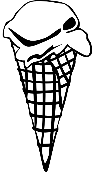 Free Vector Ice Cream Cone (b And W) Clip Art - Ice Cream Cone (318x593), Png Download