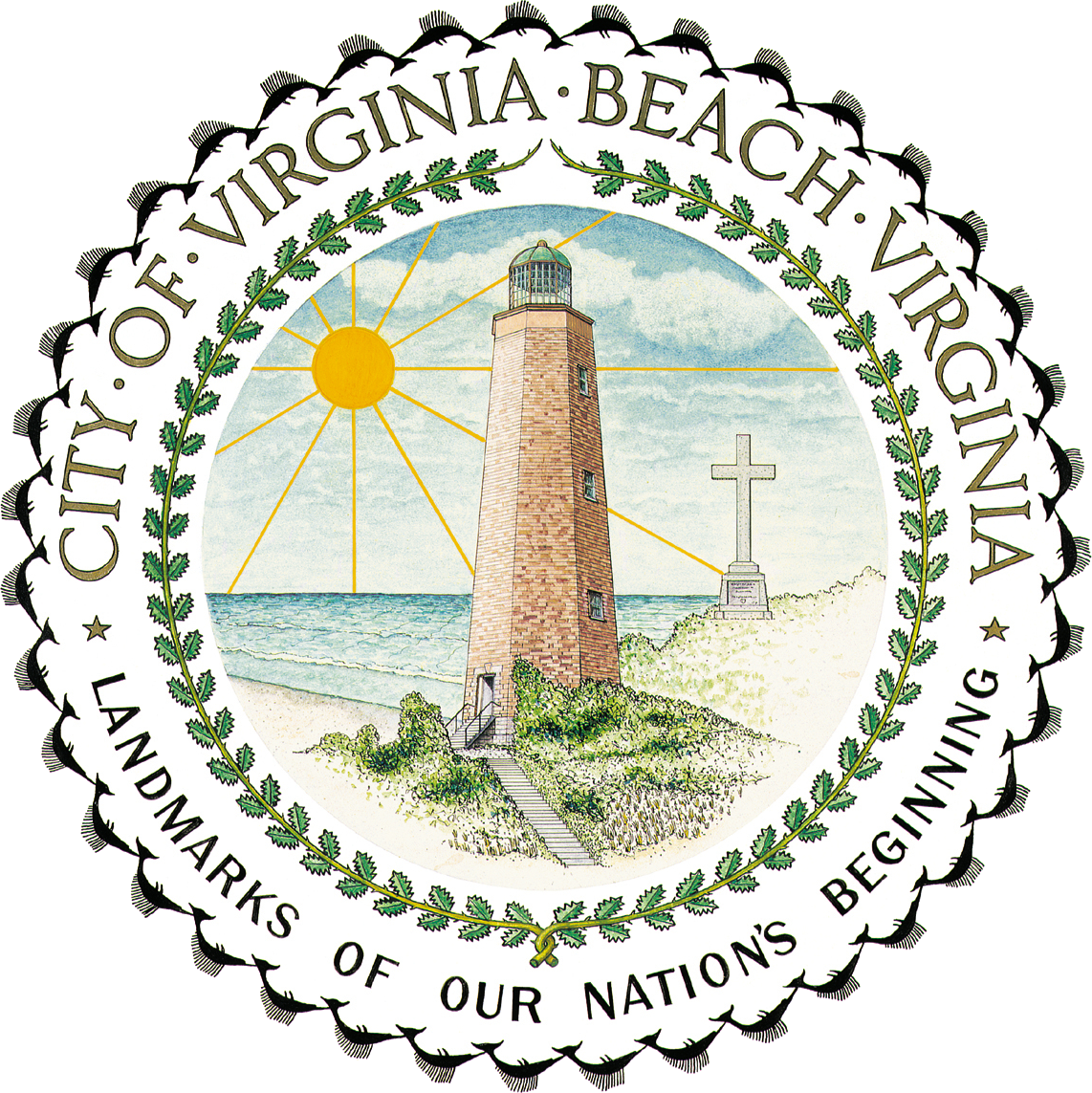 Seal Of Virginia Beach, Virginia - Virginia Beach Va Flag (1142x1143), Png Download