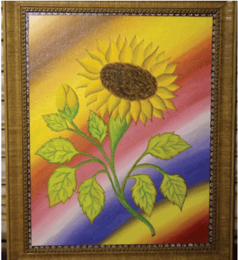 Painting-sun Flower - Picture Frame (500x374), Png Download