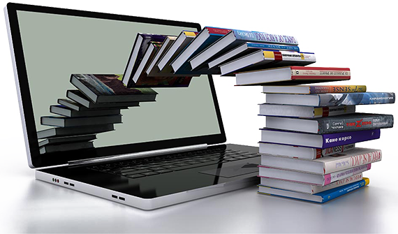 Elearning Books T - Laptop And Book Png (570x335), Png Download