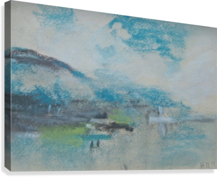 Northern Italian Lake Canvas Print - Painting (429x350), Png Download