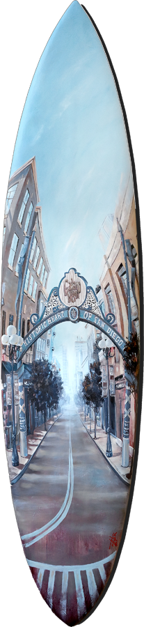 Original Oil On Surfboard - Visual Arts (207x900), Png Download