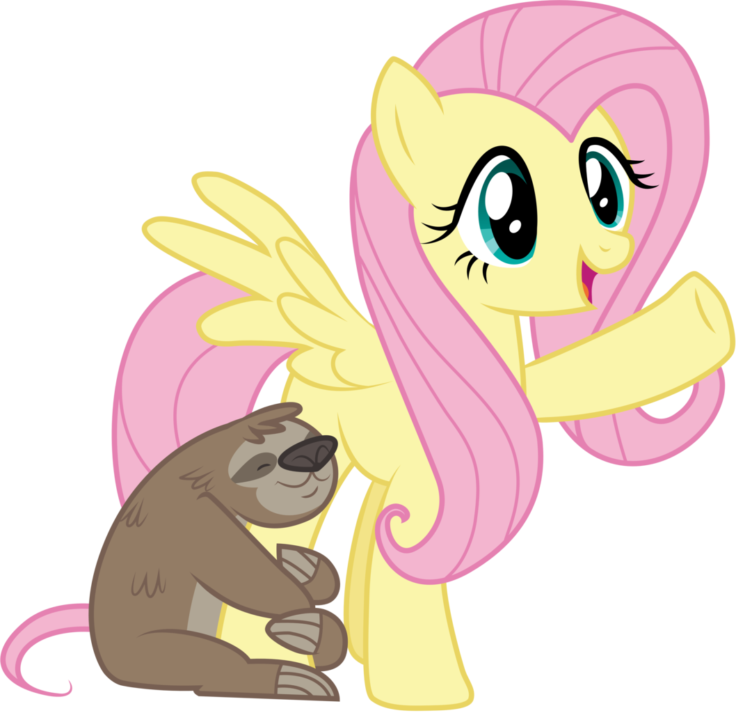 Lorthiz, Cute, Fluttershy, Lola The Sloth, Open Mouth, - Artist (1058x1024), Png Download