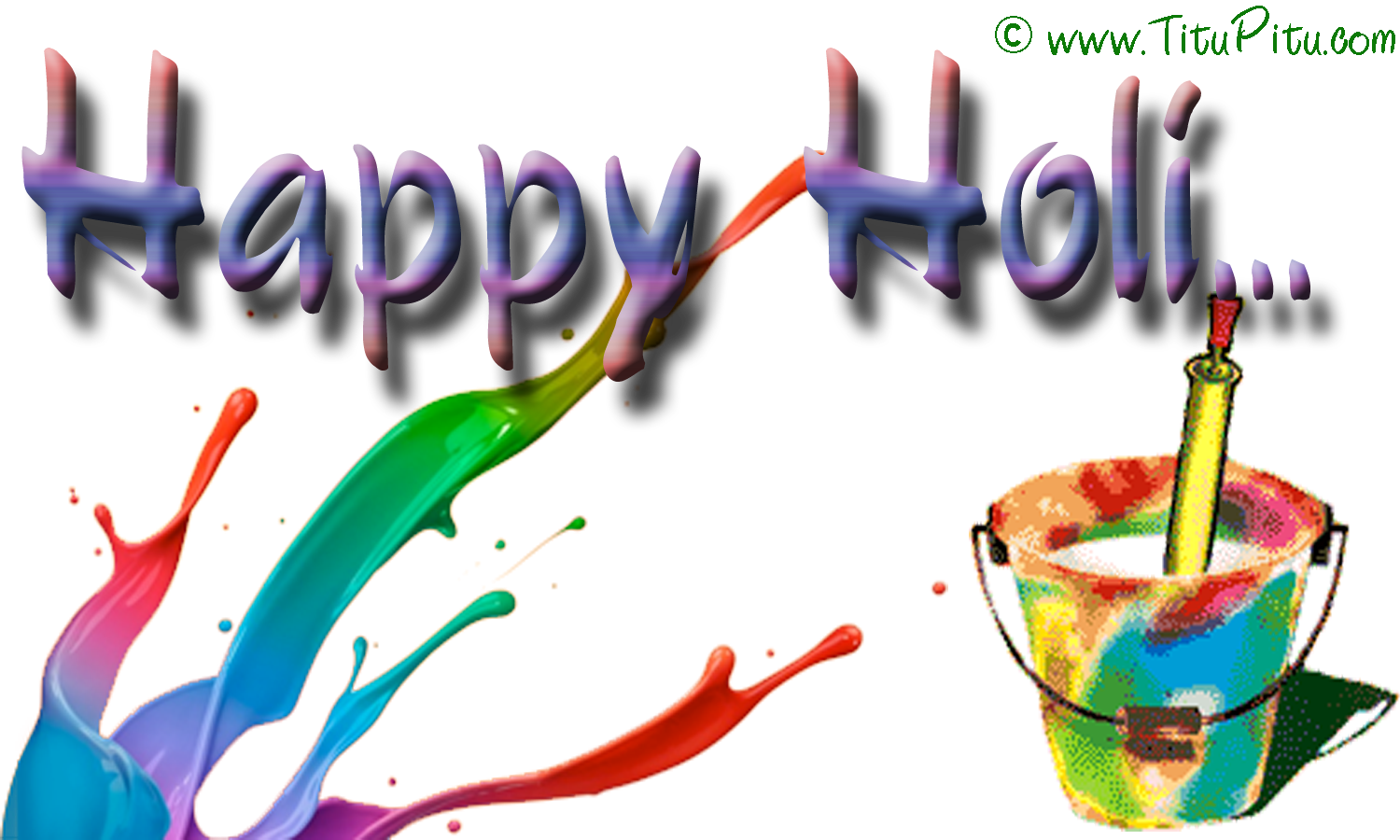 Holi Sms In Hindi And Holi Wallpapers - Happy Holi Png Text (1500x900), Png Download