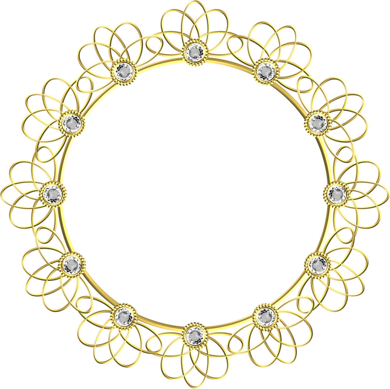 Gold Frame Round - Gold (1280x1279), Png Download