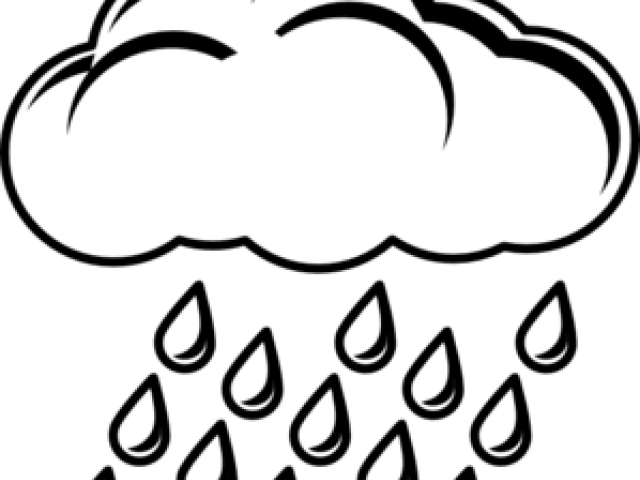 Clouds Clipart Outline - Rain Clip Art Black And White (640x480), Png Download