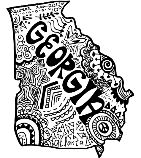 Georgia Zentangle - Illustration (1024x683), Png Download
