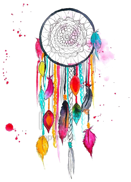 Banner Royalty Free Dreamcatcher Art Watercolor Painting - Colorful Dream Catcher Painting (564x752), Png Download