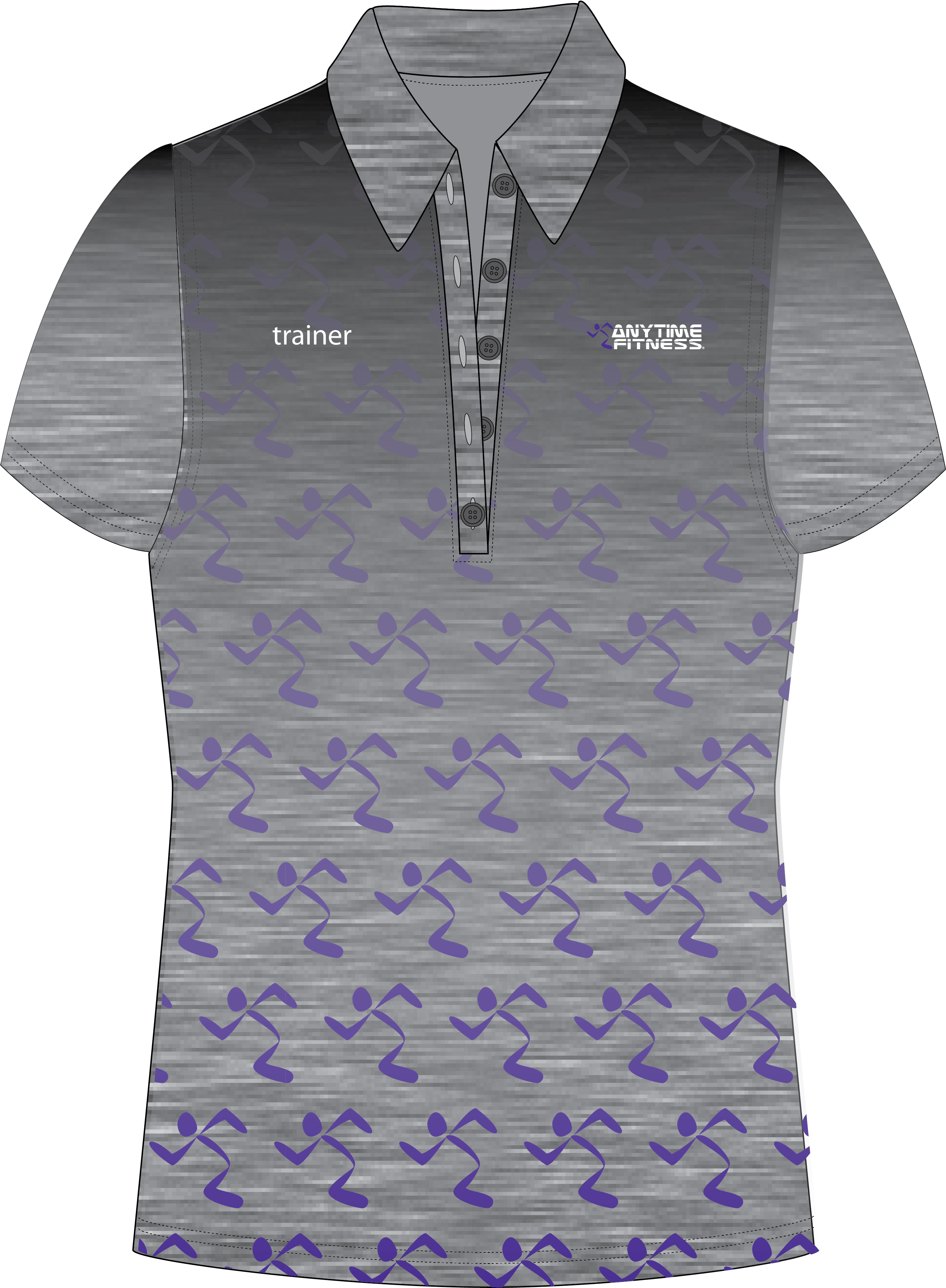 Short Sleeve Button Polo Heather Black With Running - Anytime Fitness (3125x3958), Png Download