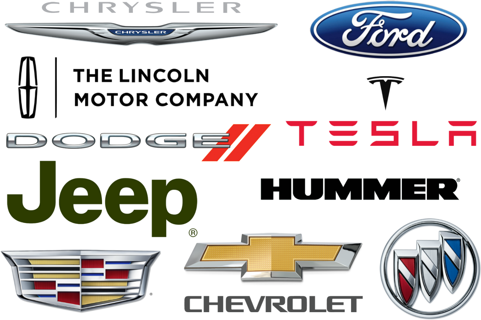 The Most Popular Brands Of The American Cars (1765x1170), Png Download