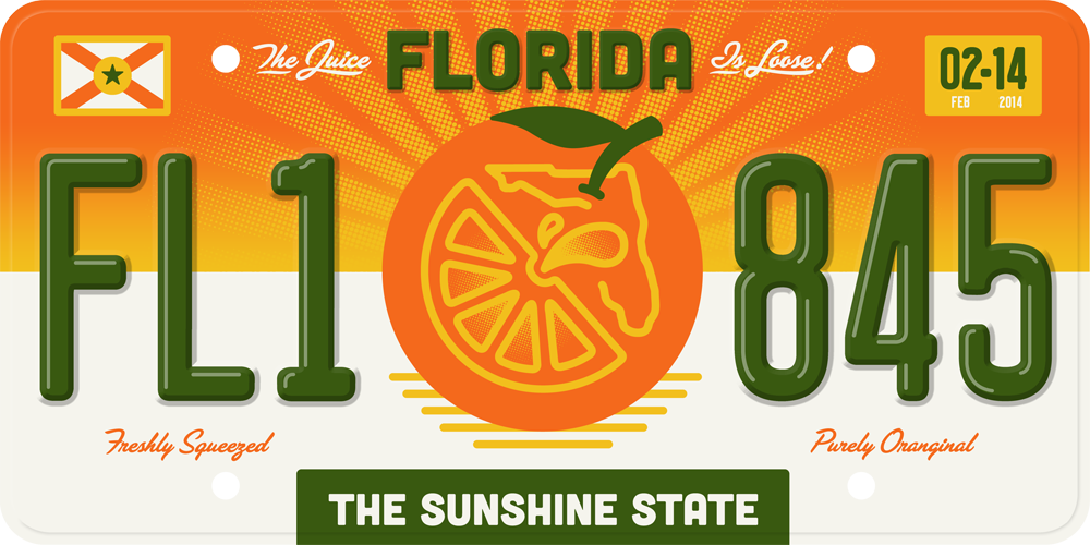 State Plates Project Florida - Personalised Florida 2014 Zipper Pull State Licence (1000x500), Png Download