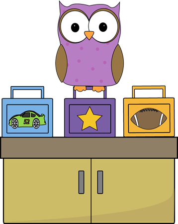 Owl Lunch Box Monitor - Owl With Lunch Box Clip Art (358x450), Png Download