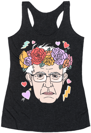 Bernie With Flower Crown Racerback Tank Top - Gay Unicorn Shirt (484x484), Png Download