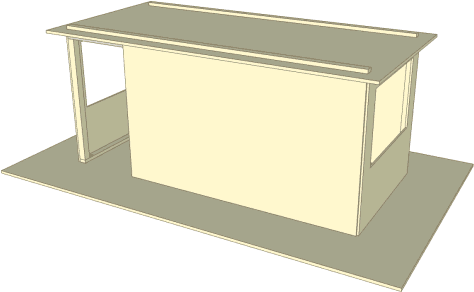 Flat Roof In Position - Doghouse (490x300), Png Download