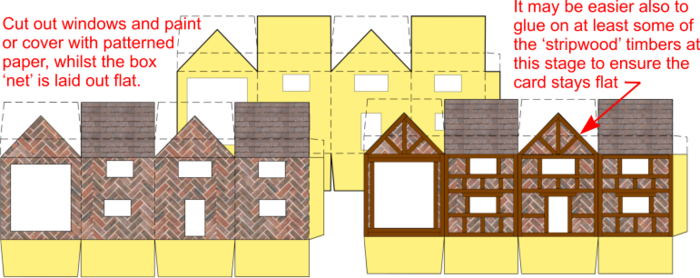 Addingtudorhousedetail - Paper Model Tudor House (700x278), Png Download