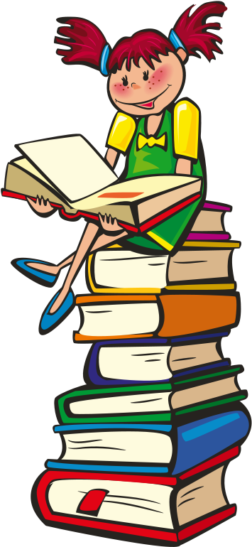 Cute Girl Library Book Bag Custom Name (566x800), Png Download